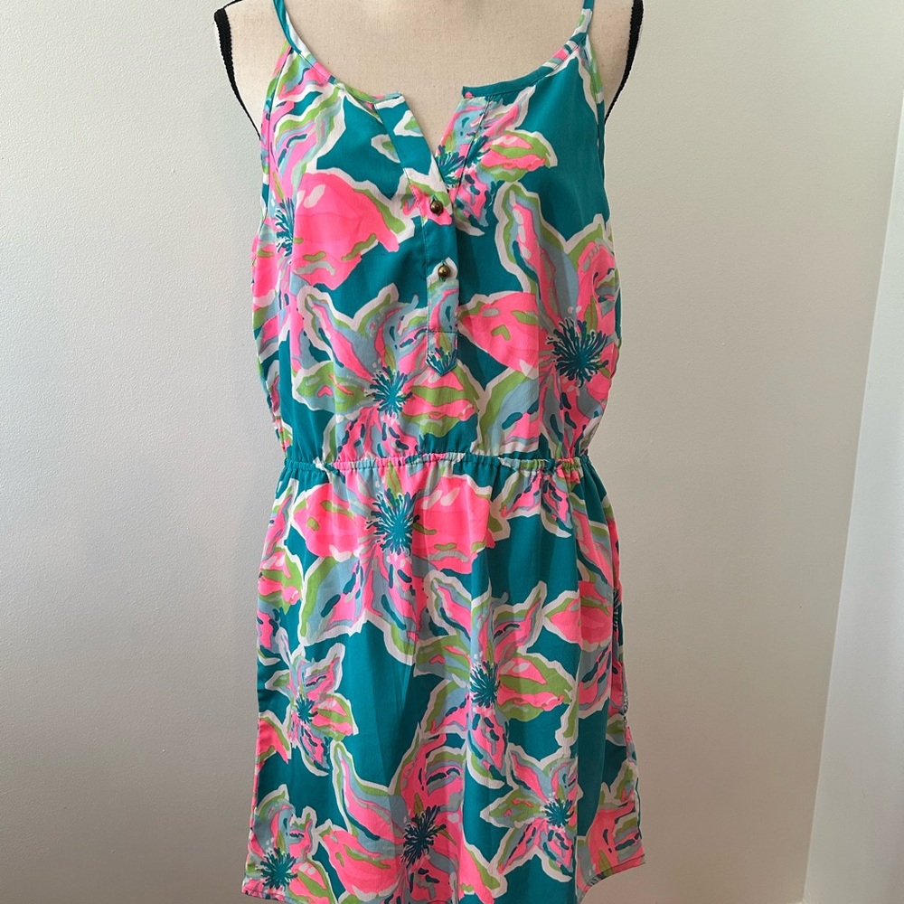 Floral Teal and Pink Mini Dress